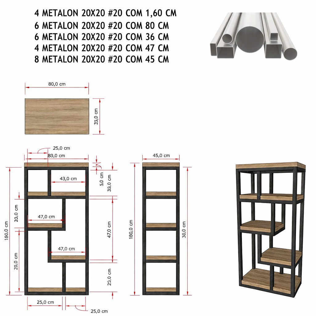 Exemplo de projeto técnico com medidas e especificações